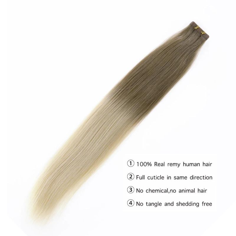 Double Drawn Remy Skin Weft Tape Hair Extensions 100% Ponytail Human Cuticle Hair Tape in Hair Straight Brown 613 Multi Colors Hair Extension Wholesale