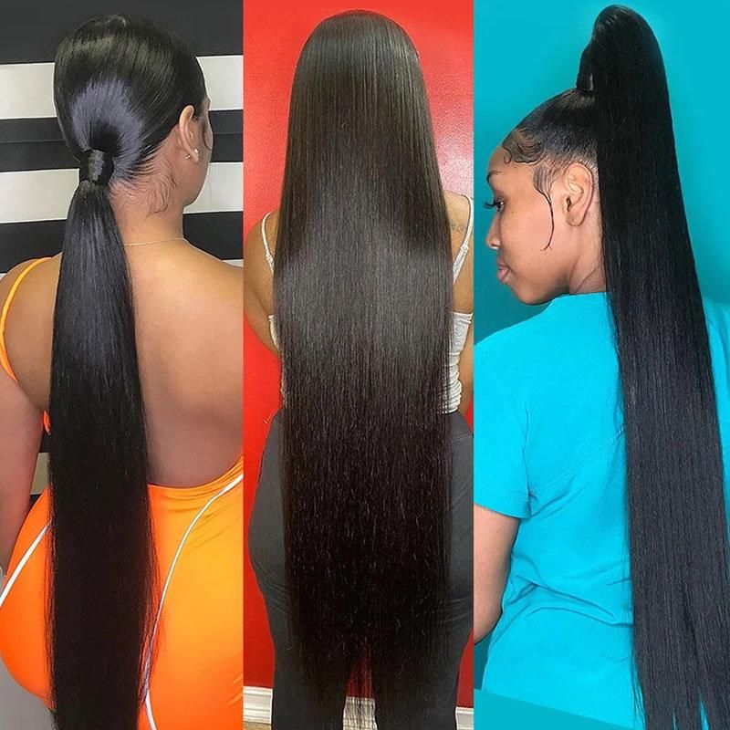 Kbeth Straight Human Hair Extension for Black Ladies Ponytail 2021 Fashion Sexy Real Brazilian Long Lasting Top Quality 10A Ponytails China Vendor
