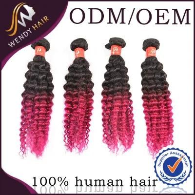 Ombre Color Remy Virgin Peruvian Human Hair Afro Curl Hair