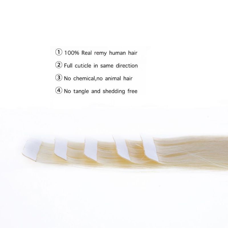 Hair for Fashion Woman Tape in Human Hair Extensions 22 Inch 100g/Pack 40PCS Skin Weft Remy Straight (#613) Blonde