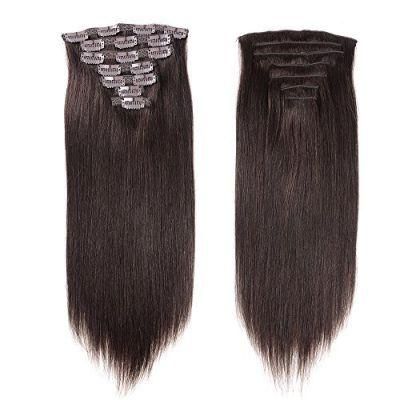100% Human Hair Clip Hair Extension Clip in Sets 7PCS Dark Brown (AV-CH110-20-2)