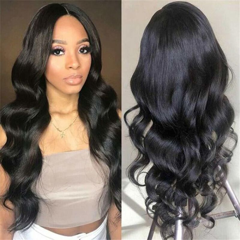 Full Lace Wig Human Hair 150% Density Body Wave Full Lace Wigs for Women Natural Color (16 inch)