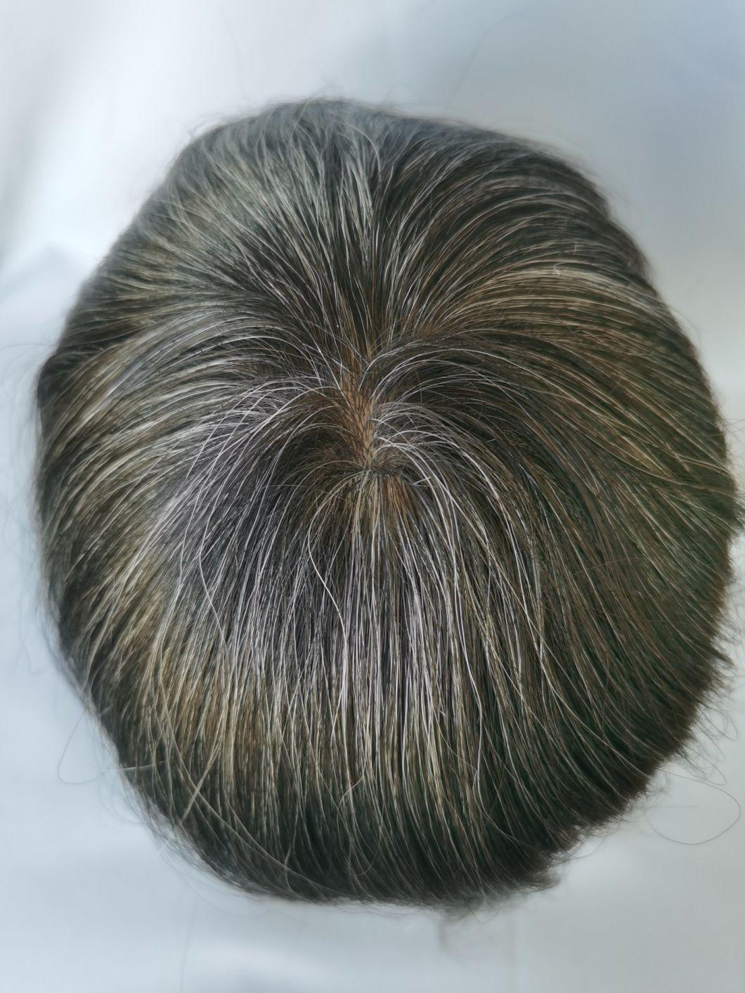 2022 Most Natural Clear PU Base Men′ S Toupee Made of Remy Human Hair