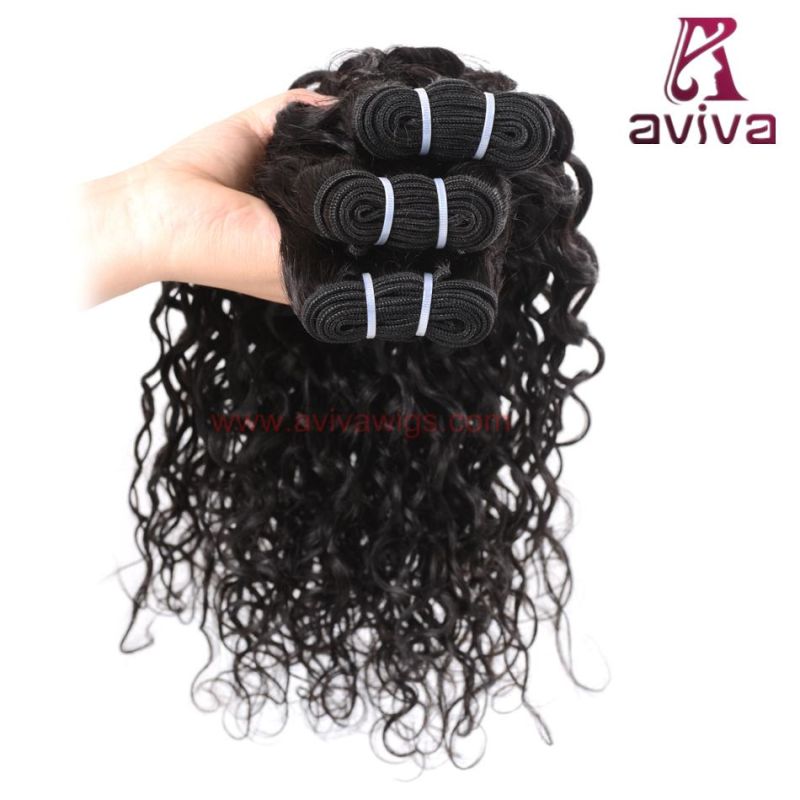 Indian Water Wave Hair 100% Human Hair Weave Bundles 1 Piece Non Remy Hair Extension Natural Black