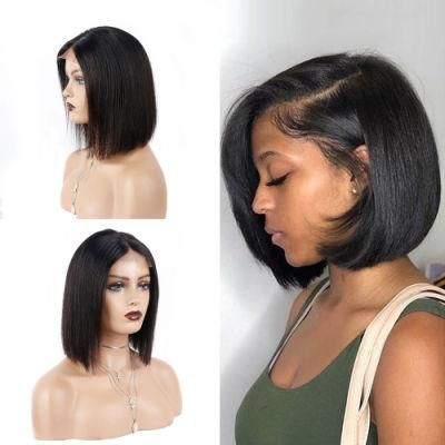 Wholesale Short Straight Bob Hair Wigs 4X4 Lace Front Bob Hair Wigs 150 Density Brazilian Virgin Human Hair Wigs 8inch