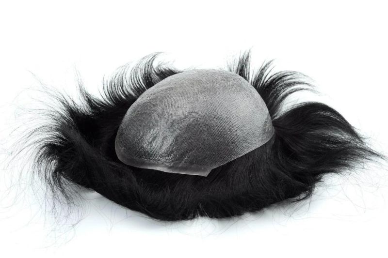Clear PU All Over Custom Made Men′s Wig Human Hair
