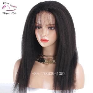 Evermagic Lace Front Wigs 8A Kinky Straight Brazilian Remy Hair Human Hair Wigs for Charming Women Natural Color with 130density Free Shipping