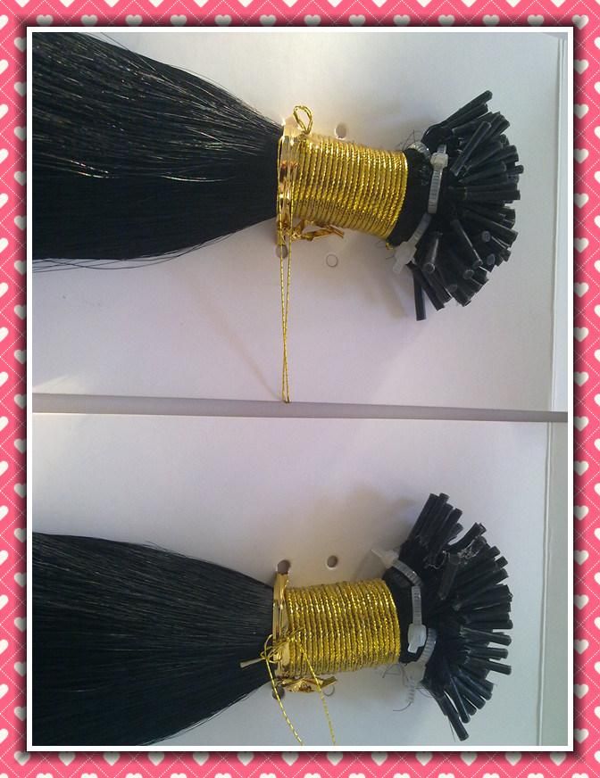 Premium Quality 100% Human Hair Real Remy Hair Extension Pre-Bonded Hair Extension I-Tip 20"1.0g Per Strand Black Color