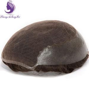 Q6 Lace with PU Men&prime;s Human Hair Stock Toupee