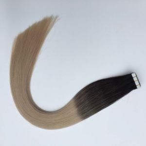Ombre 1/Grey Straight Us Tape Skin Weft Brazilian Virgin Human Hair Extensions