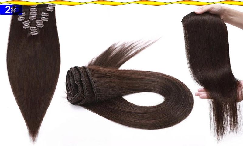 8PCS Clip in Human Hair Extensions 100% Real Machine Straight