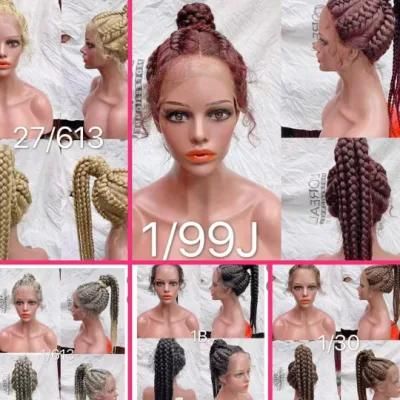Perruque Tresse Box Black Braid Hair Wig Synthetic Hair Wigs Wholesale Long Box Braided Twist Lace Wigs for Black Women
