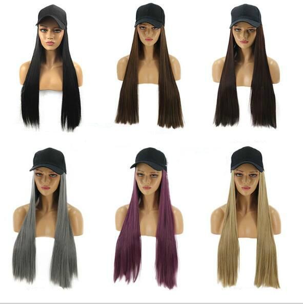 2020 Black Color 22′′ Popular Fashion Synthetic Wig with a Fisherman Bucket Hat for Young Ladies