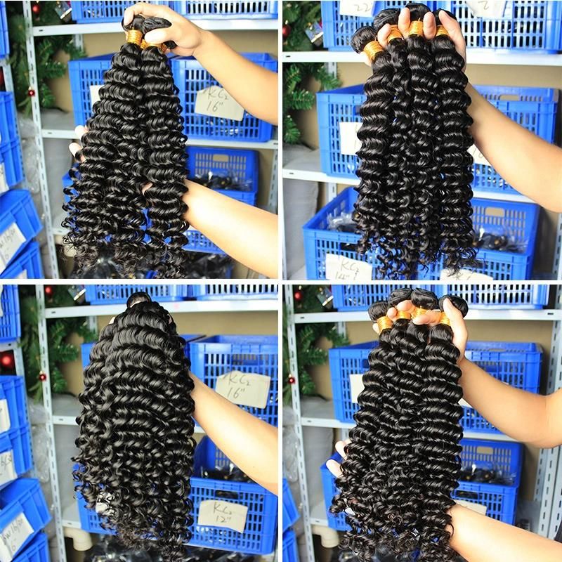 Alinybeauty Wholesale Virgin Brazilian Human Hair Deep Wave Hair Weave