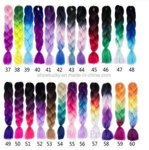 Kanekalon Synthetic Hair 24&prime;&prime; Ombre Jumbo Braiding Hair for Jumbo Braids 100g/Pack Blonde Grey False Hair Extensions