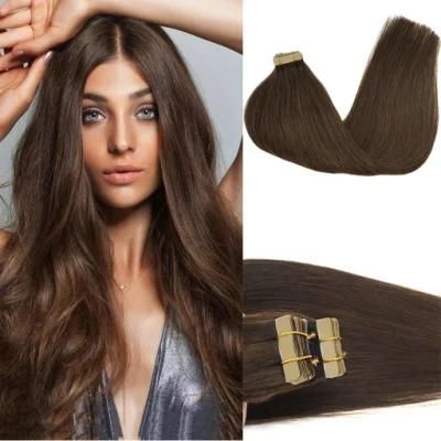 Tape in Hair Extensions Chocolate Brown Remy Human Hair Extensions Tape in Natural Hair Extensions 20PCS 50g 14 Inch