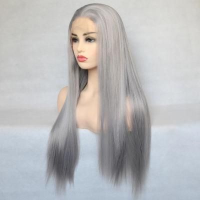 Sliver Hair Brazilian Human Hair Wigs Lace Front Wig Long Straight Remy Virgin Hair Wig for Women 26 Inches