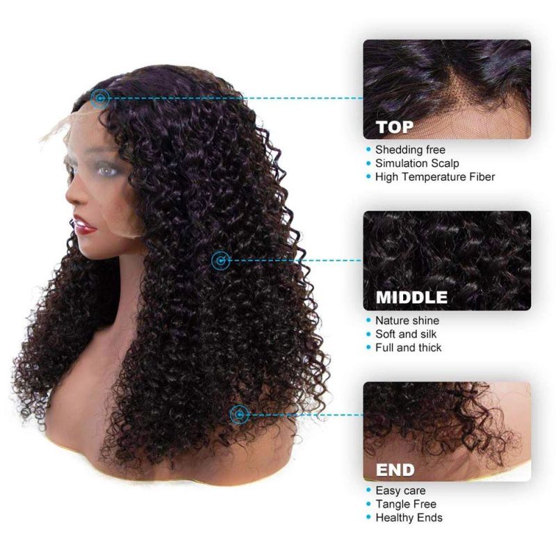 Wholesale Jerry Curly 4X4 Lace Closure Human Hair Wigs 150% Density, Unprocessed Brazilian Virgin Hair Free Part Wig Pre Plucked with Baby Hair