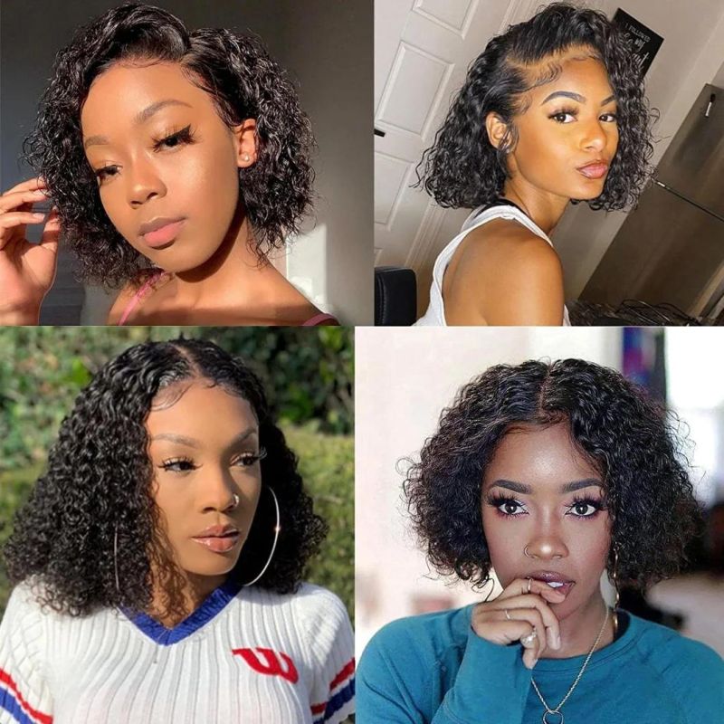 Short Bob Wig Deep Wave Frontal Wig Curly Bob Lace Front Human Hair Wigs Prepluck with Baby Hair for Women Lace Wigs