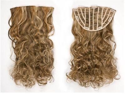 Clip in Half Wig Hairpieces Virgin Hair Clip on Hair Extensions (AV-HW00-24)