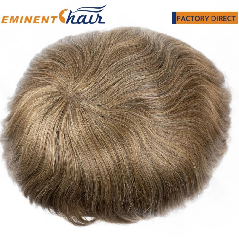 Custom Soft and Breathable Silk Mono with PU Coated and Clear PU Front Toupee