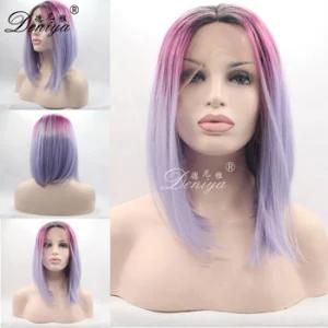 Fashion Short Bob Style Ombre Color High Quality Synthetic Lace Front Cosplay Wig