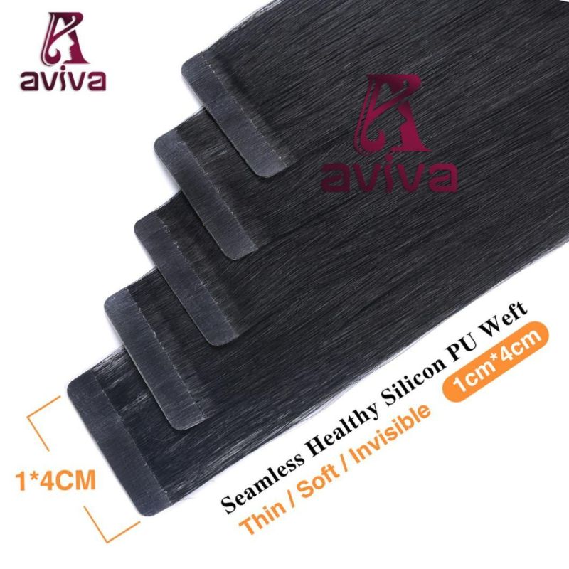 Aviva Hair Extension Tape in Human Hair Extension Virgin Hair Extension 20inch PU Tape Hair Extension 1b#