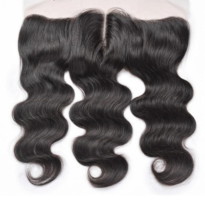 Brazilian Lace Frontal Closure Remy Hair Body Wave 13*4 Plucked Natural Hairline Bleached Knots