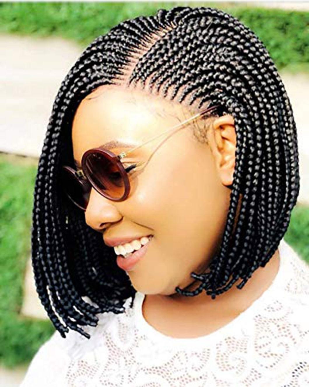 Bob Braided Wig Cornrow Wig for Black Women Human Hair Tress Wig Remy Virgin Hair for Black Woman