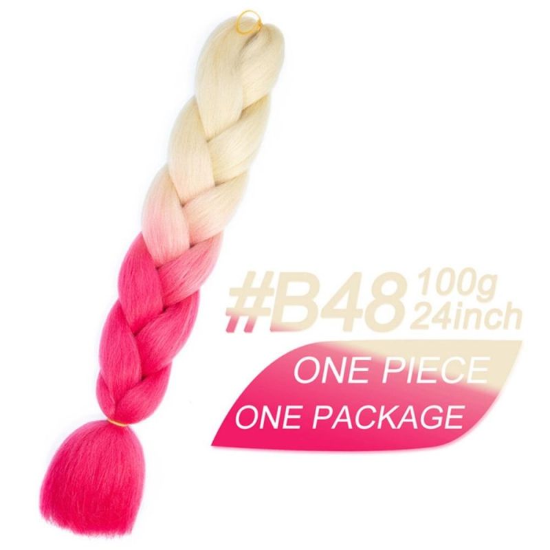 Kbeth Glowing Jumbo Braiding Hair 24 Inch Rainbow Multi Colors Synthetic Hair Extension Attachments Braids Synthetic Jumbo Braids Weave in Stock