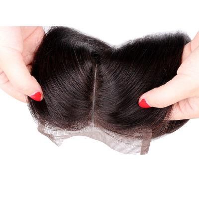 Straight Brazilian Hair Weave Bundles Lace Closure Cheap Brazilian Straight Hair Closure Silk Closure 4X4 130% Density