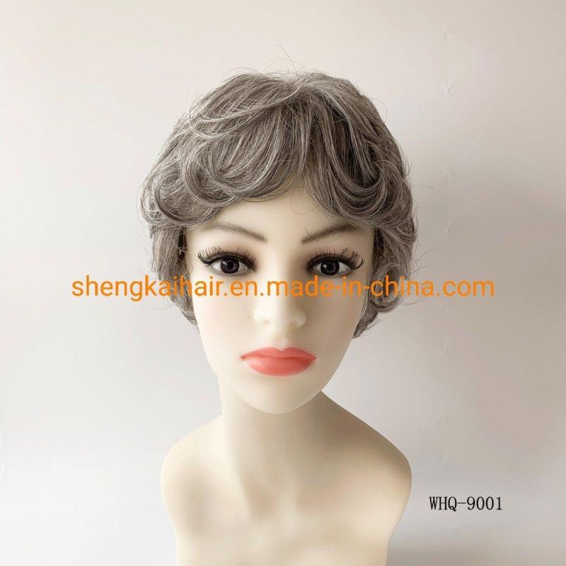 Wholesale Full Hand Tied Synthetic Hair Grey Hair Women Wig