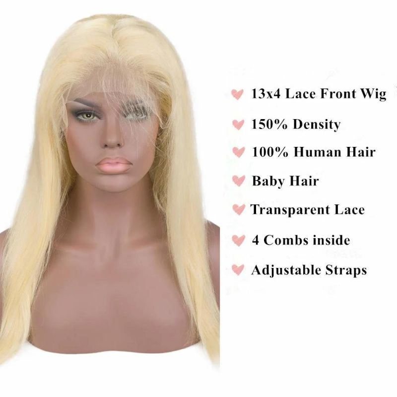 613 Blonde Human Hair Wigs 13X4 Lace Front Wigs for Women Brazilian Straight Human Hair Wigs 12 Inches