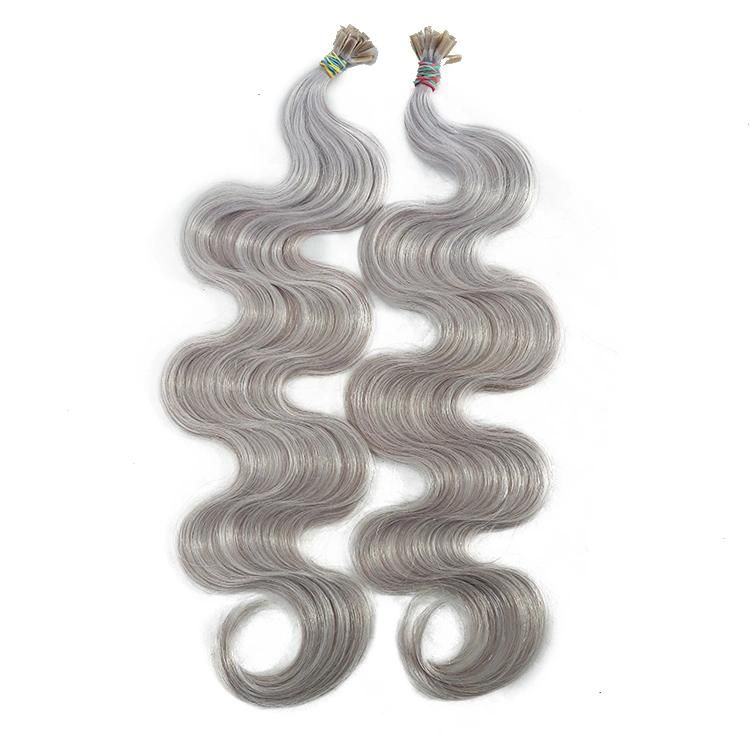 Remy Human Hair Vendors 100% Mink Brazilian Cuticle Aligned Grey U Tip Hair Extension