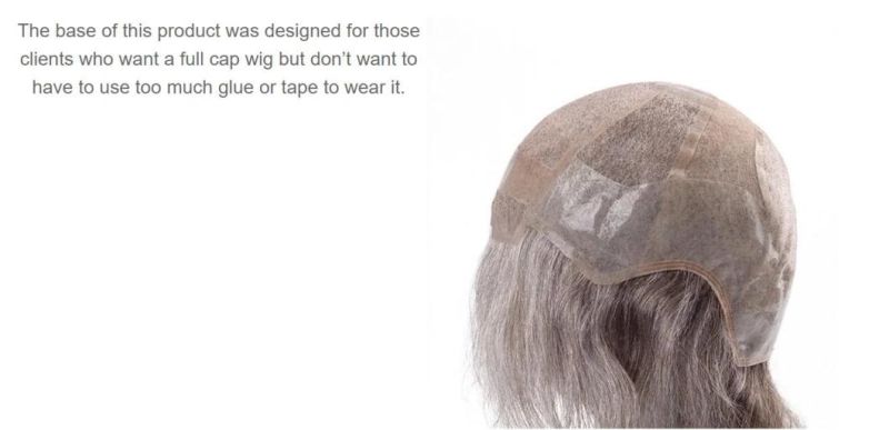 Anti-Slip Silicon Men’ S Custom Made High Quality Grey Hair Full Cap Wig Toupee