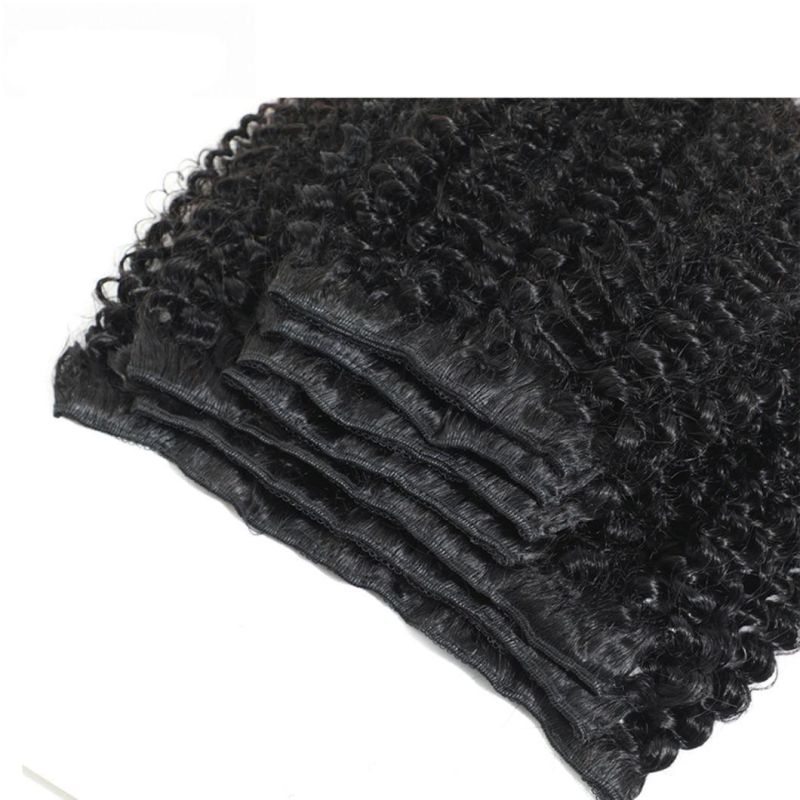 Afro Kinky Curly Clip in Brazilian Human Hair Extensions Natural Color Full Head 7PCS/Set Remy Hair 12-22 Inches