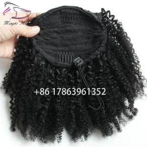 Afro Kinky Curly Ponytail for Women Natural Black Remy Hair 1 Piece Clip in Ponytails 100% Human Hair Evermagic Hair Products