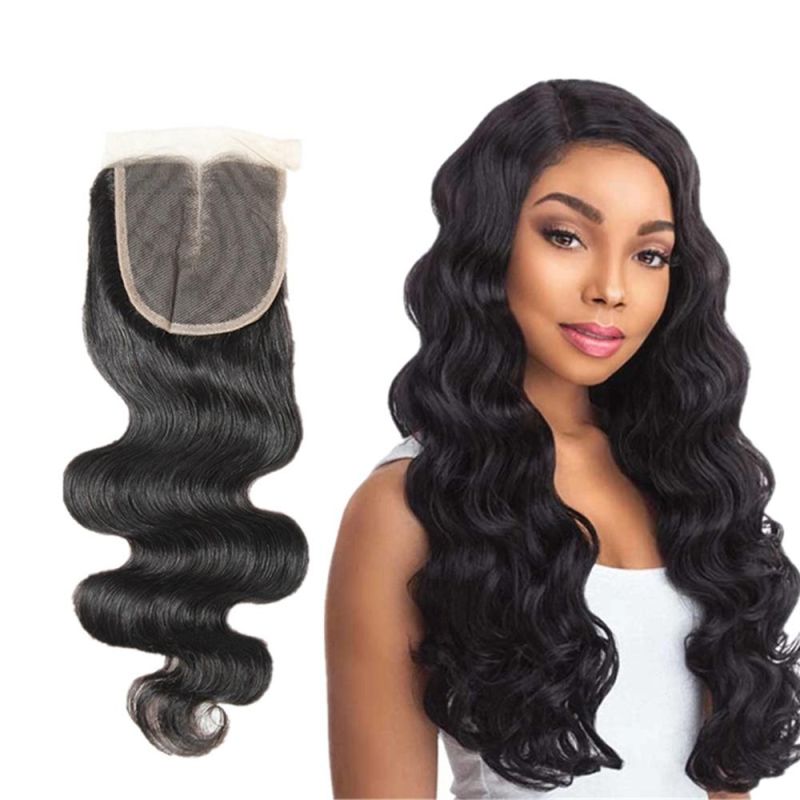 Kbeth Wholesale 8-20 Inch Non-Remy Virgin Human Hair 4X4 Lace Closure Toupee Body Wave Lace Frontal Toupee for Black Women