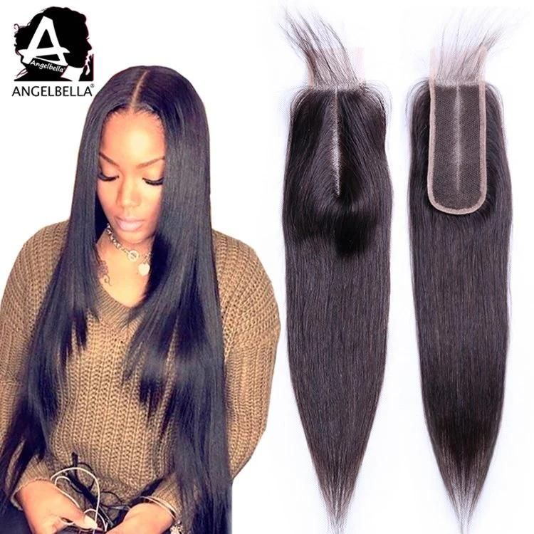 Angelbella Raw Mink Brazilian Attractive Design Lace Closures 2X6 4X4 5X5 Silky Straight Remy Hair Closure