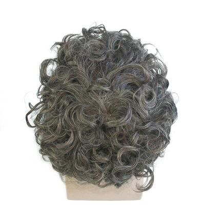Lw644: Human Hair Custom Made Mono Base Curly Grey Human Hair Wig