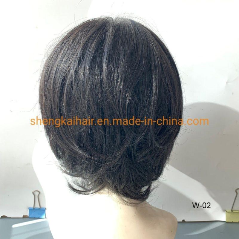 China Wholesale Good Quality Handtied Human Hair Synthetic Hair Wigs for Ladies with Thinning Hair 568