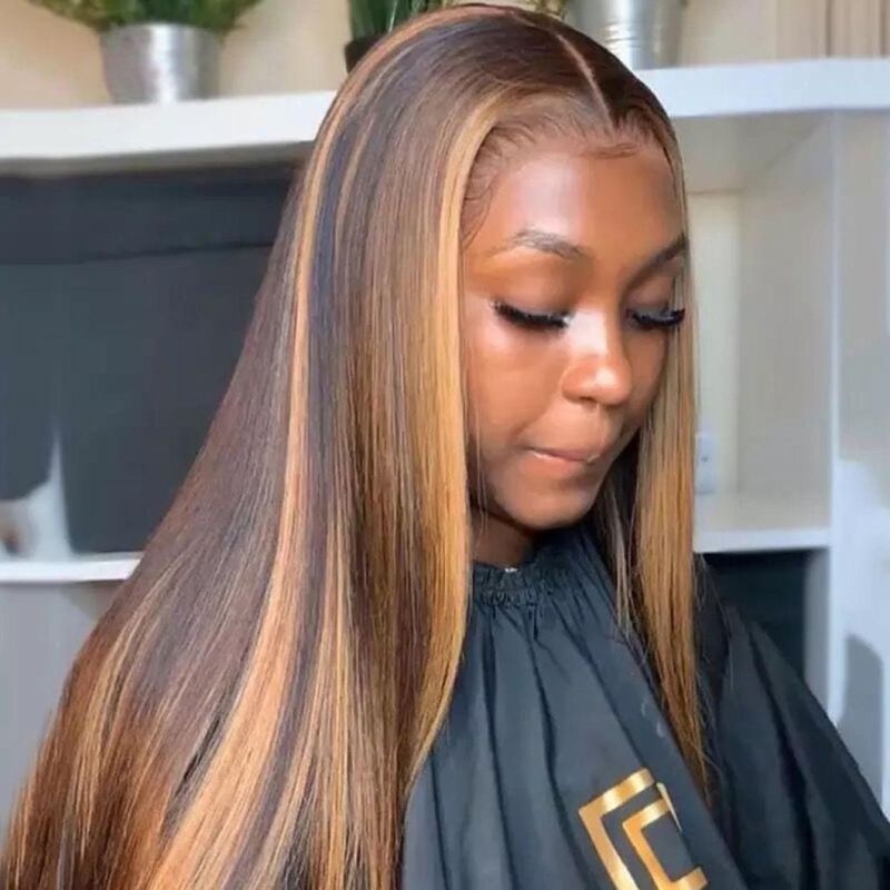 4/27 Highlight Wig Brazilian Straight Wig 4/30 Highlight Lace Front Human Hair Wigs Honey Blonde Ombre Remy Lace Front Wig