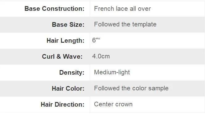 High Quality Hair - Full Luxury French Lace - Men′s Toupee Wigs