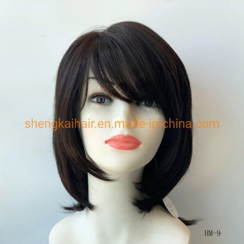 Wholesale Popular Style Human Hair Synthetic Mix Full Handtied Hair Wigs for Lady