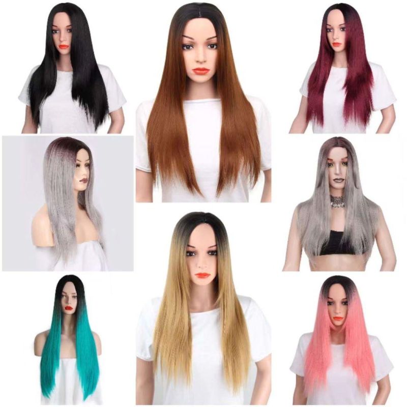 26inch Brown Lady Straight Long Hair Wig Synthetic Wigs for Women