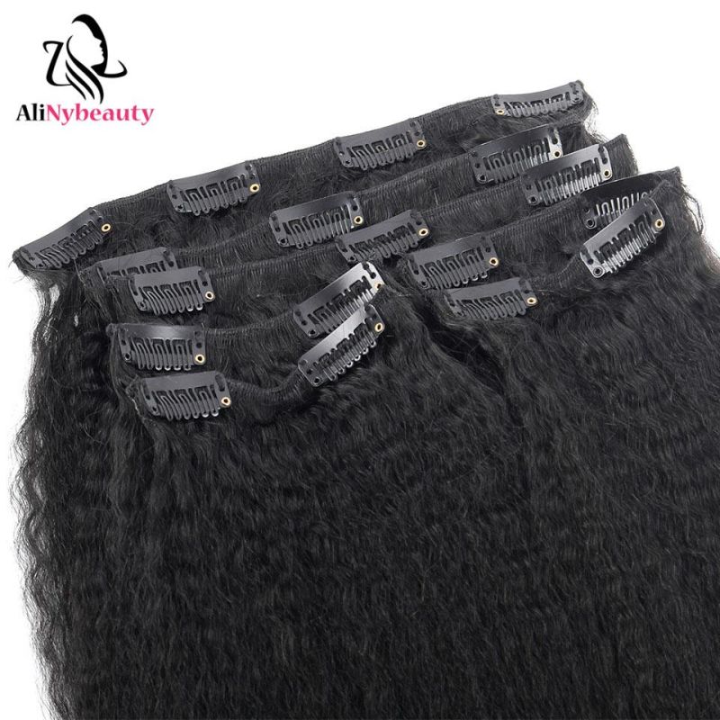 Alinybeauty Brazilian Kinky Straight Clip in Human Hair Extension