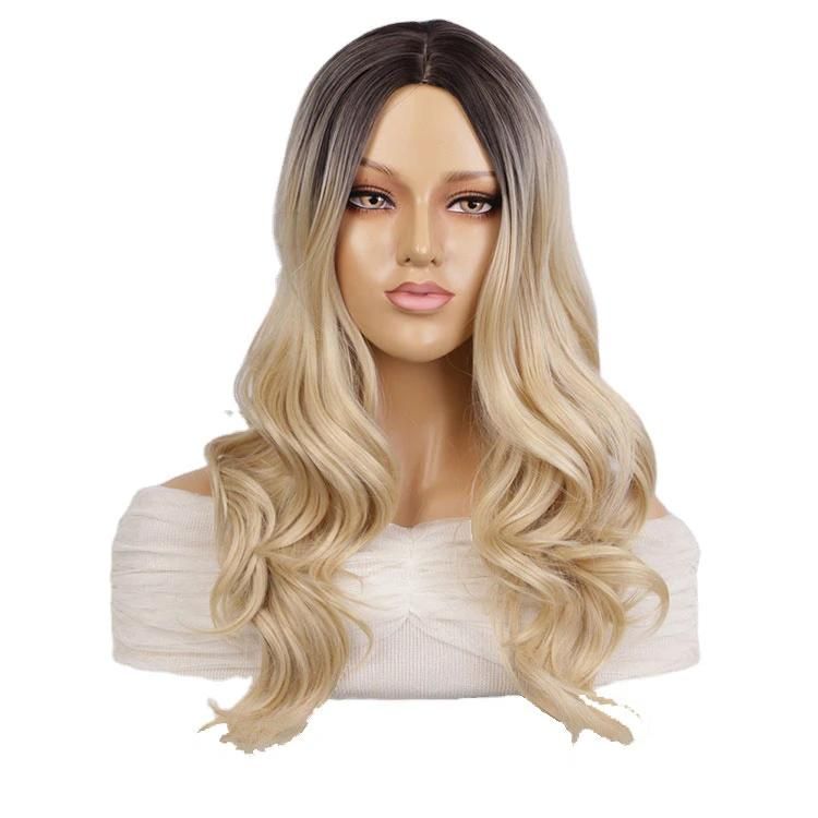 Blonde Color Curly Wavy Synthetic Wholesale Cheap Long Ombre Wigs for Black Women Heat Resistant Fiber