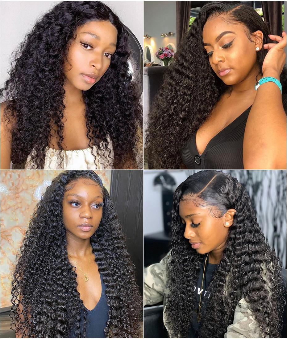 Deep Wave Bundles with Closure with Frontal Human Hair Bundles with Transparent Lace Closure Brazilian 4X4 13X4 Closures with Bundles