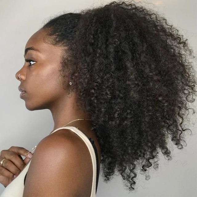 Kbeth Afro Kinky Curly Human Hair Ponytail for Black Women Brazilian Virgin Hair Drawstring Ponytail Hair Extensions 160g 2021 Fashion Style Cool Extension