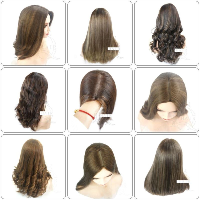 Hand Tied Top European Hair Long Brown Color Human Hair Wigs Women Silk Top Wigs Jewish Wigs Skin Top Wigs Kosher Wigs Sheitels Perruque Custom Wigs